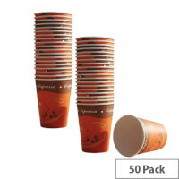 Caterpack Disposable Single Wall Hot Drinks Paper Cups 8oz/250ml [Pack of 50] RY04208
